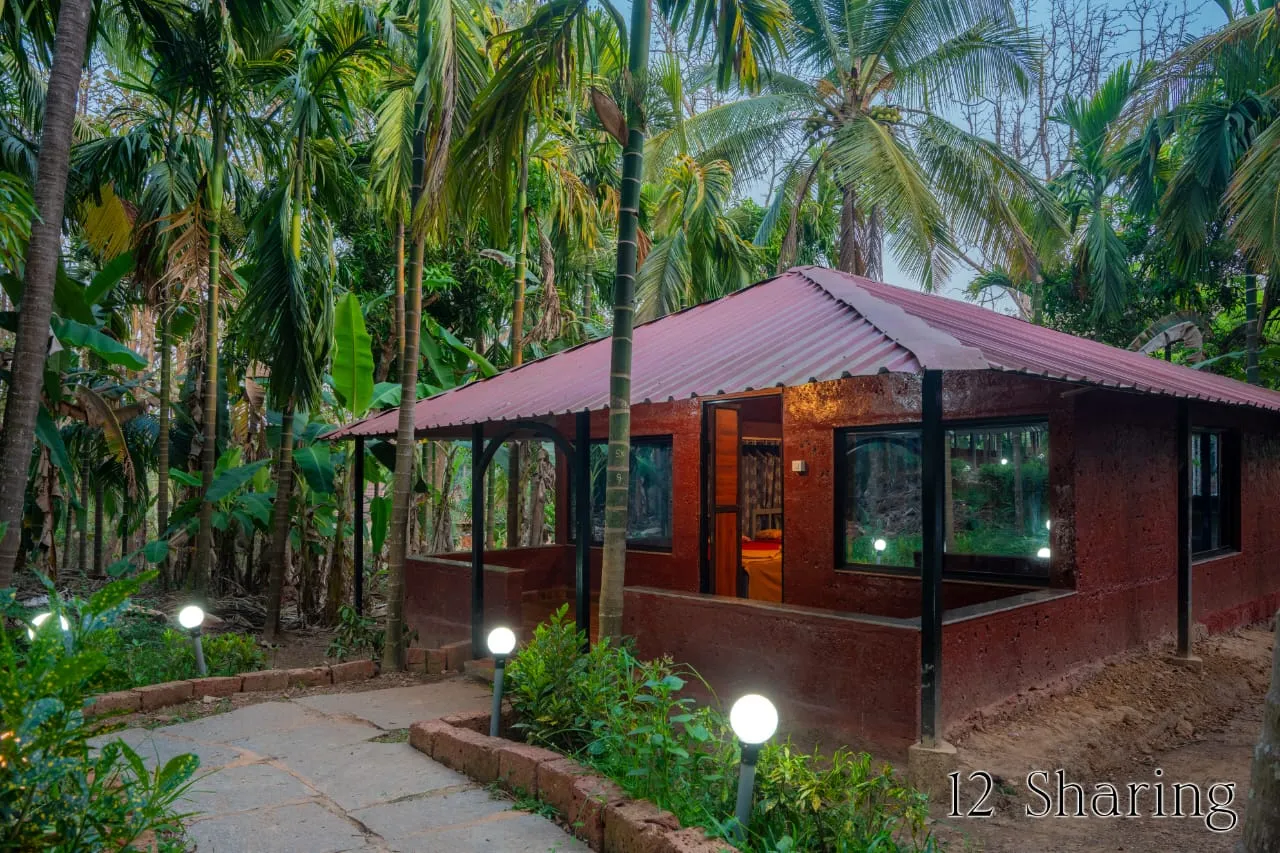 Forest view dining area at a Dandeli riverside resort